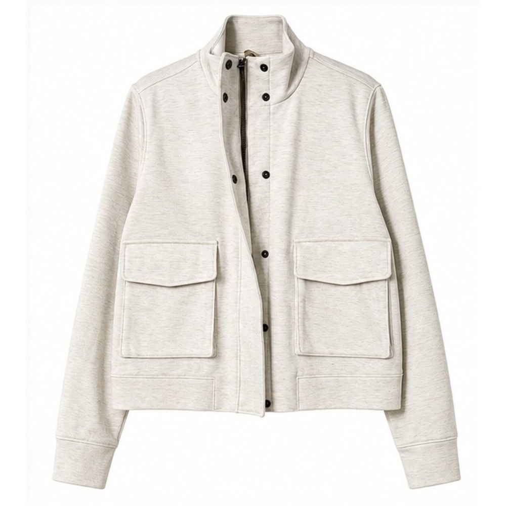 CALIA by Carrie Underwood Oatmeal Heather Utility Jacket XS WAX13029 Mock Neck